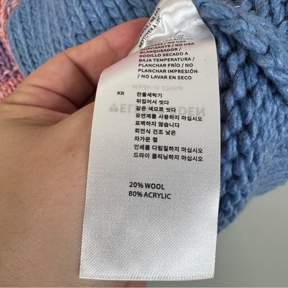 Aelfric Eden‎ Colorful Rainbow Fringe Sleeve Chunky Knit Sweater Size Medium - Picture 6 of 6